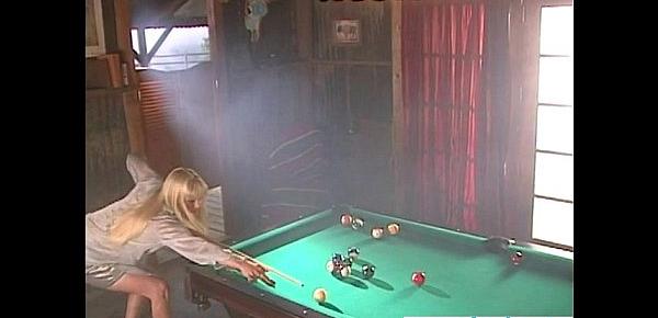  Hot blonde writhing on pool table